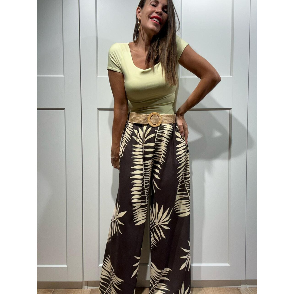 Pantalón Hojas con Cinturón HAIKO Marrón/Amarillo HEVE