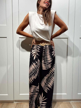 Pantalón Hojas con Cinturón HAIKO Negro HEVE