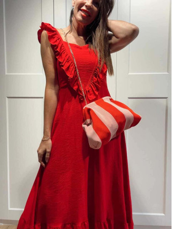 Vestido Largo Volantes VIANORA Rojo HEVE