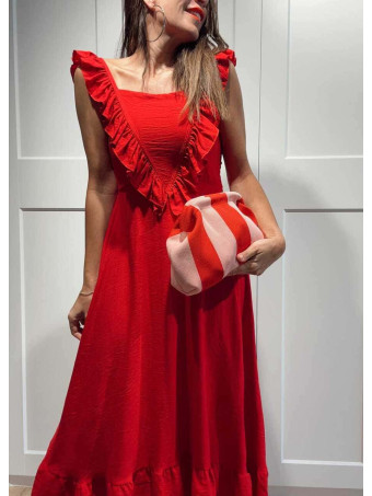 Vestido Largo Volantes VIANORA Rojo HEVE