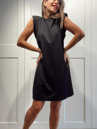 Vestido Corto Hombreras SHATTOU Negro HEVE