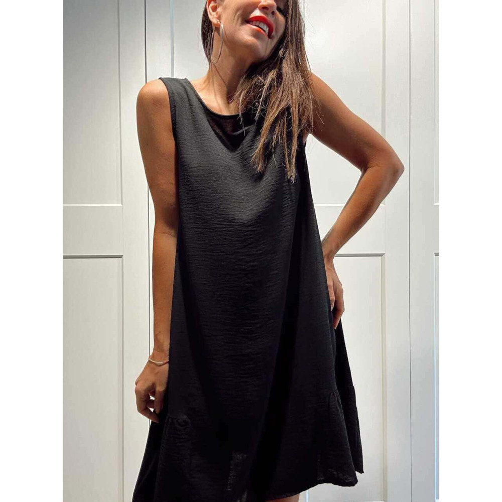 Vestido Corto Evasé SILLENTO Negro HEVE