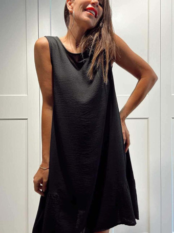 Vestido Corto Evasé SILLENTO Negro HEVE