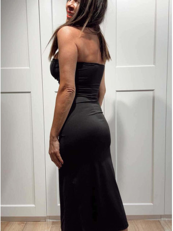 Vestido Cut Out Drapeado ASTERLY Negro HEVE