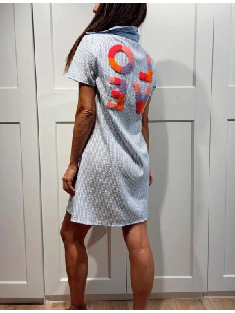 Vestido Rayas Gofrado LOVE Azul HEVE