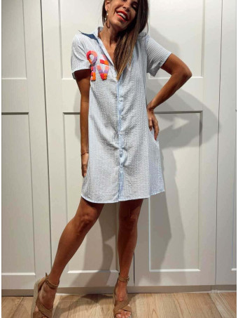 Vestido Rayas Gofrado LOVE Azul HEVE