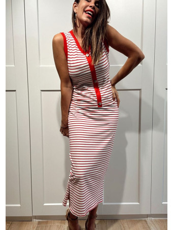Conjunto Rayas Cuerpo y Falda SHAELLE Rojo HEVE