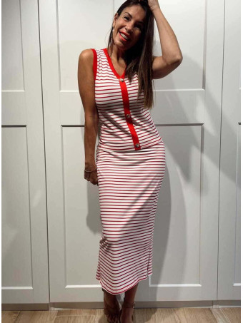 Conjunto Rayas Cuerpo y Falda SHAELLE Rojo HEVE