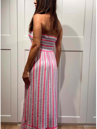 Vestido Rayas Palabra de Honor MAREVA Lila HEVE