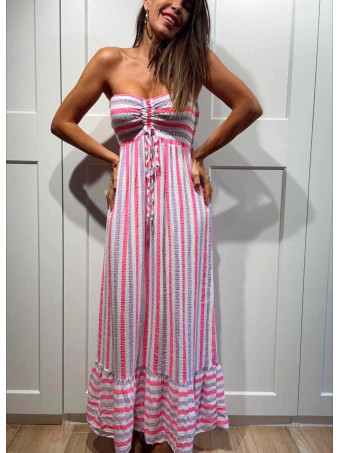 Vestido Rayas Palabra de Honor MAREVA Lila HEVE