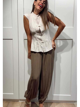 Blusa Mao con Alamares KAORIN Beige HEVE
