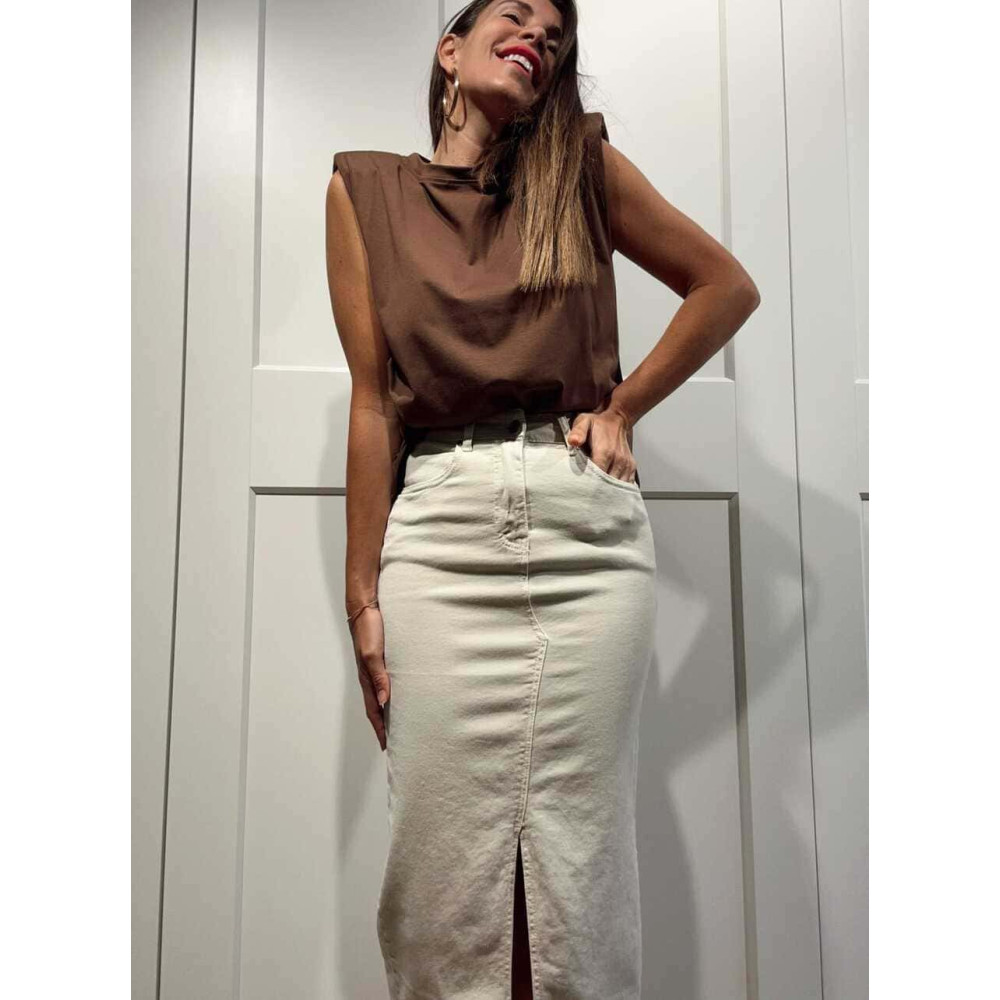 Falda Vaquera Midi HAELYN Beige HEVE