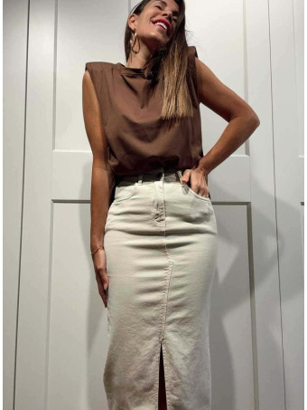 Falda Vaquera Midi HAELYN Beige HEVE