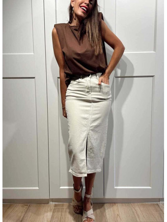 Falda Vaquera Midi HAELYN Beige HEVE