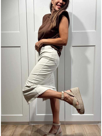 Falda Vaquera Midi HAELYN Beige HEVE