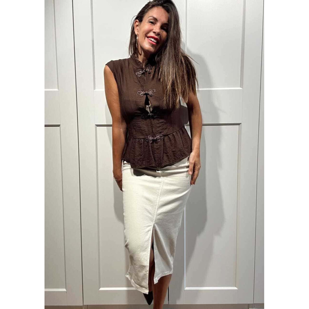 Blusa Mao con Alamares KAORIN Marrón HEVE