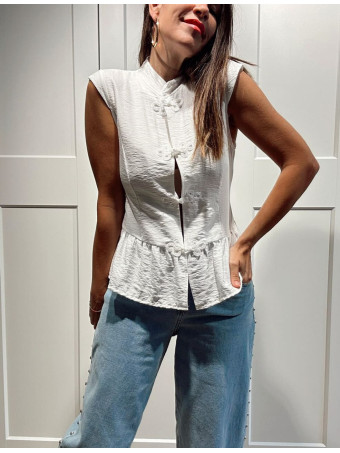 Blusa Mao con Alamares KAORIN Blanco HEVE