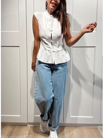 Blusa Mao con Alamares KAORIN Blanco HEVE
