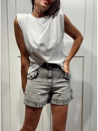 Short Vaquero con Cinturón MILKAN Gris HEVE