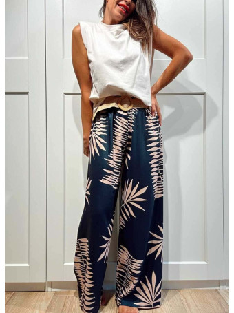 Pantalón Hojas con Cinturón HAIKO Marino HEVE