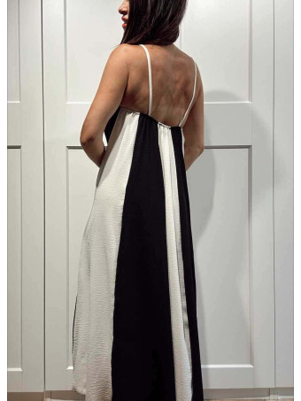 Vestido Rayas con Vuelo MALENA Negro HEVE