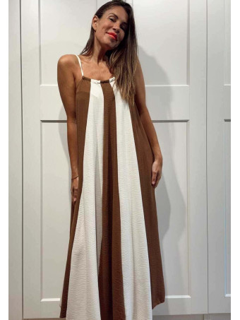 Vestido Rayas con Vuelo MALENA Camel HEVE