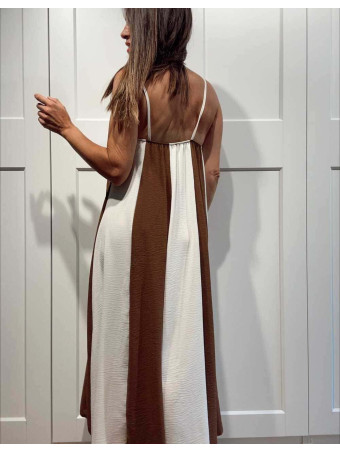 Vestido Rayas con Vuelo MALENA Camel HEVE