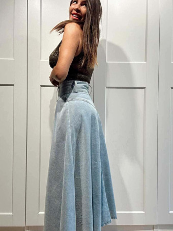 Falda Vaquera Frunces AMELIE Light Blue HEVE