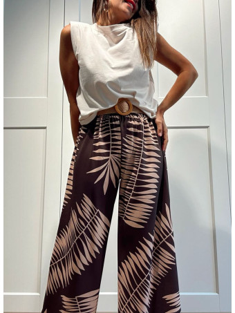 Pantalón Hojas con Cinturón HAIKO Marrón/Camel HEVE