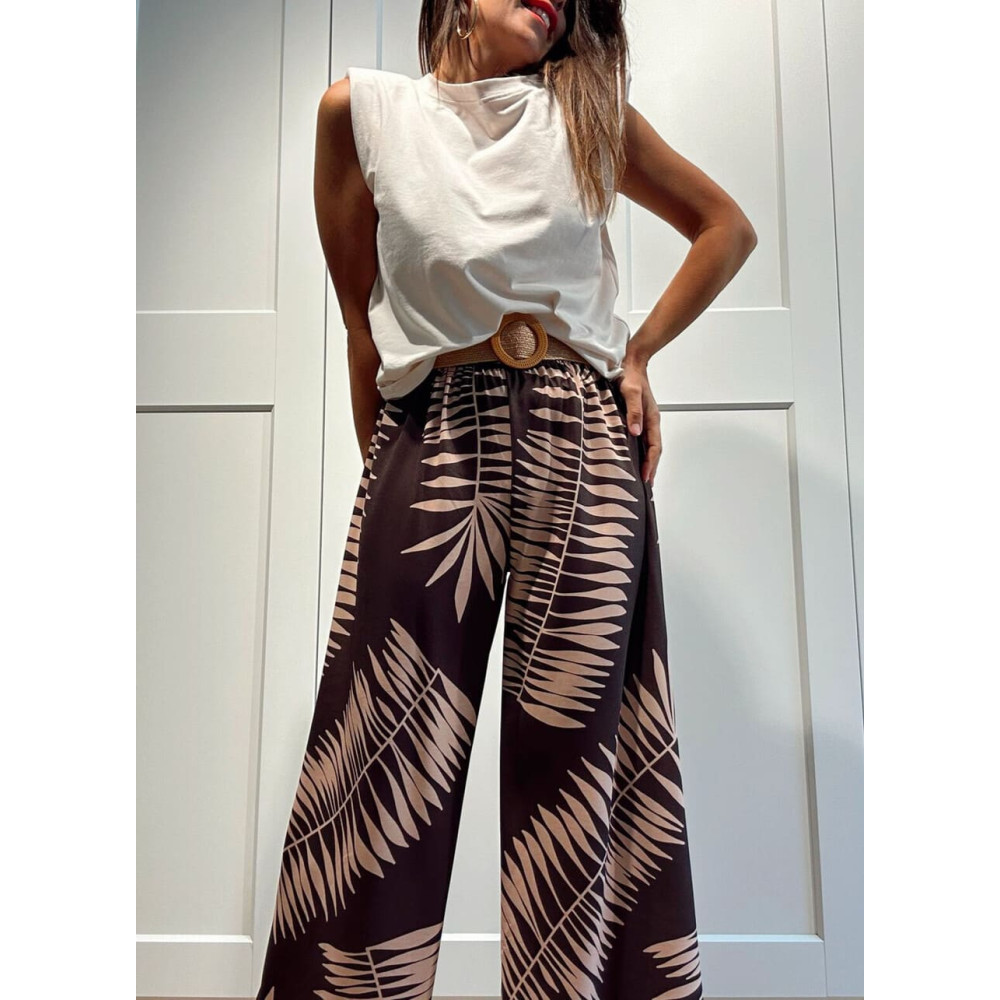 Pantalón Hojas con Cinturón HAIKO Marrón/Camel HEVE