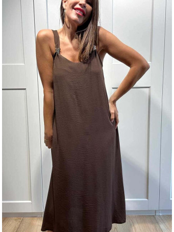 Vestido Evasé Pieza Metal MELKARA Marrón HEVE