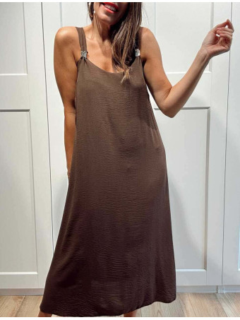 Vestido Evasé Pieza Metal MELKARA Marrón HEVE