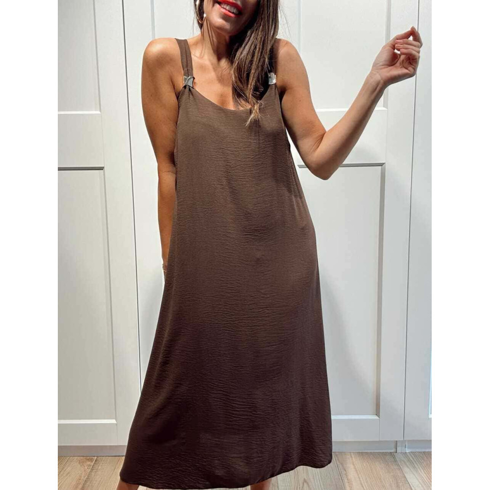 Vestido Evasé Pieza Metal MELKARA Marrón HEVE
