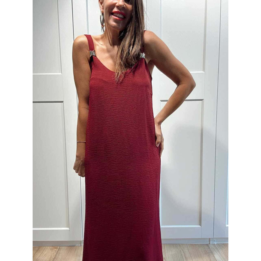 Vestido Evasé Pieza Metal MELKARA Burdeos HEVE