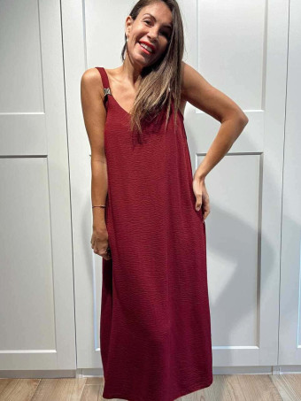 Vestido Evasé Pieza Metal MELKARA Burdeos HEVE
