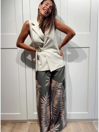 Pantalón Hojas con Cinturón HAIKO Verde HEVE