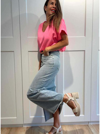 Camiseta Oversize Combinada KREELER Rosa Flúor HEVE