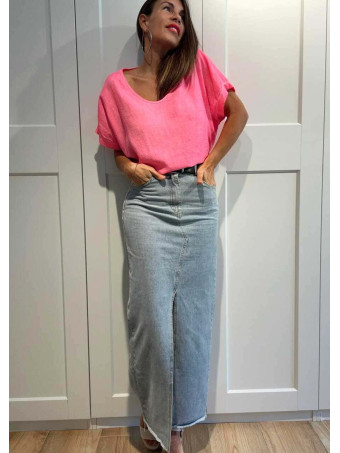 Camiseta Oversize Combinada KREELER Rosa Flúor HEVE