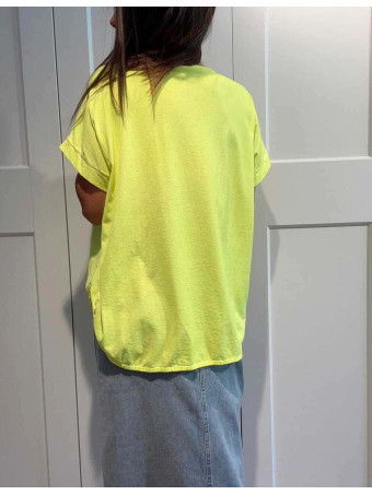 Camiseta Oversize Combinada KREELER Amarillo Flúor HEVE
