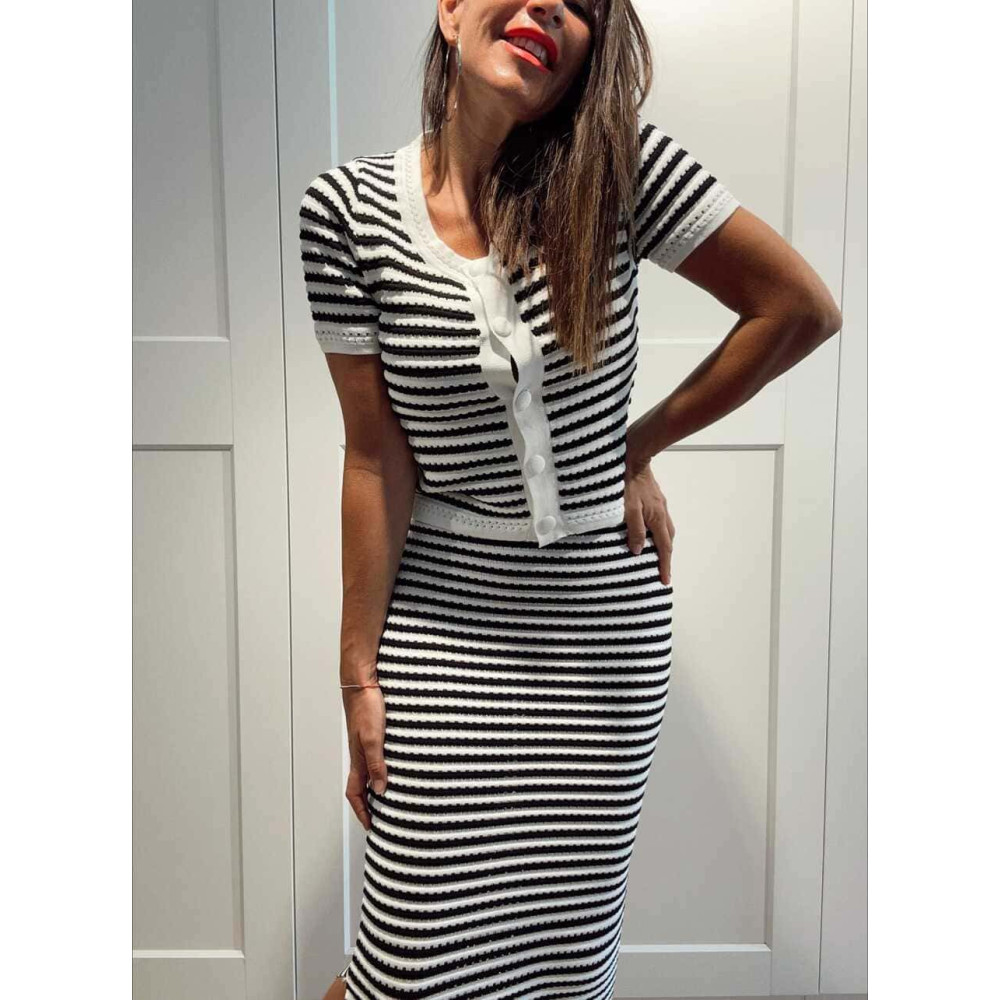 Conjunto Punto Calado Rayas VERLAINE Negro HEVE