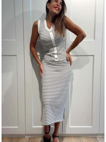 Conjunto Rayas Cuerpo y Falda SHAELLE Negro HEVE