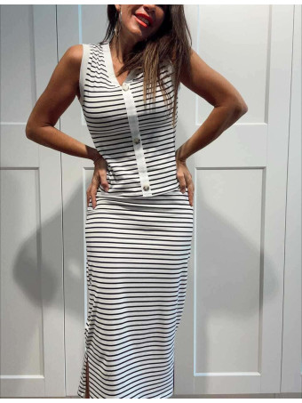 Conjunto Rayas Cuerpo y Falda SHAELLE Negro HEVE