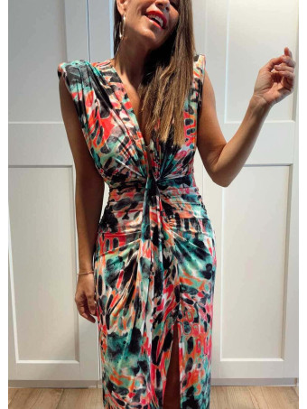 Vestido Drapeado Estampado Abstracto DALMIRA HEVE