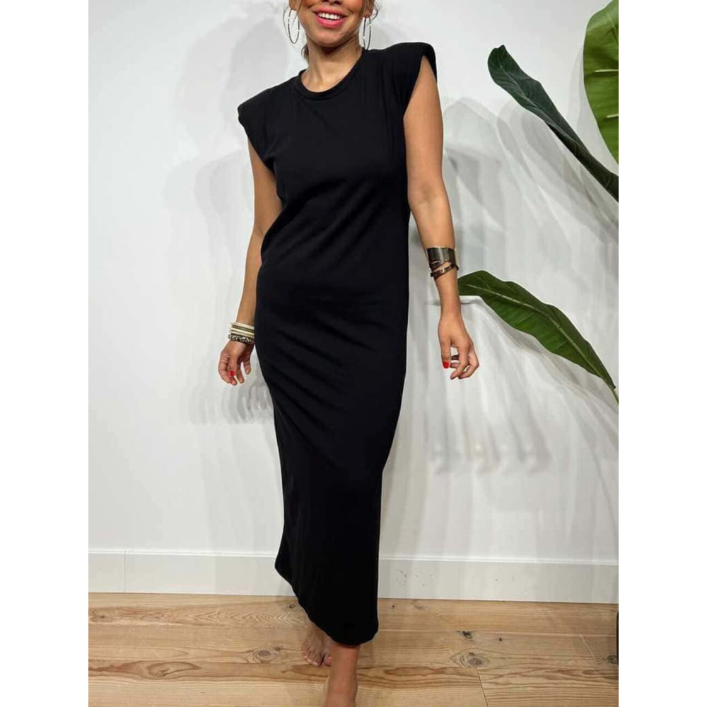 Vestido Básico Hombreras BAMBE Negro HEVE