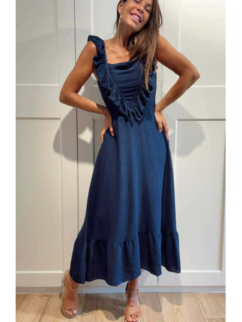 Vestido Largo Volantes VIANORA Marino HEVE