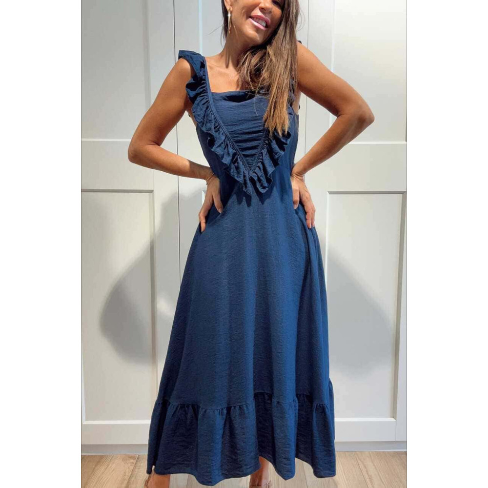 Vestido Largo Volantes VIANORA Marino HEVE