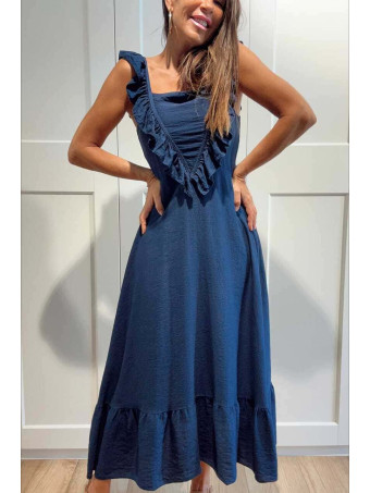 Vestido Largo Volantes VIANORA Marino HEVE