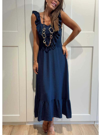 Vestido Largo Volantes VIANORA Marino HEVE