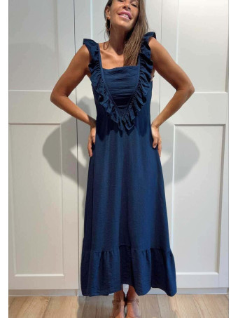 Vestido Largo Volantes VIANORA Marino HEVE
