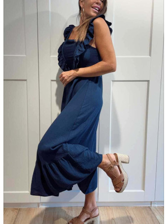 Vestido Largo Volantes VIANORA Marino HEVE